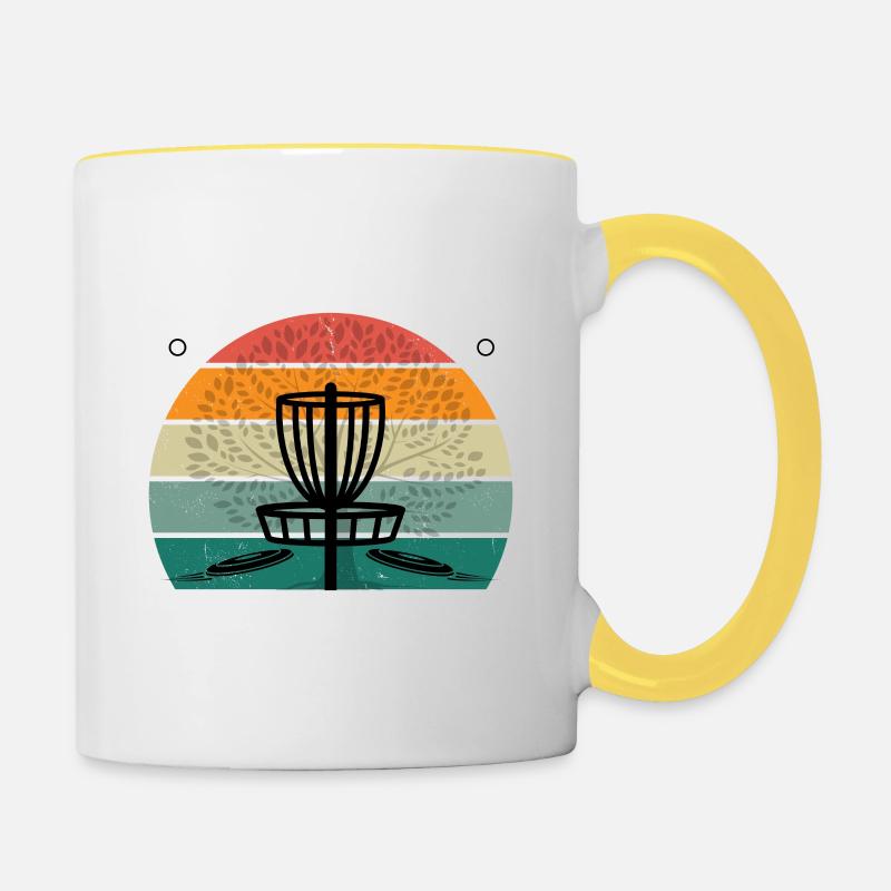 Disc Golf Lover Retro Sunset - Einzigartig - Tasse zweifarbig - Weiß/Gelb