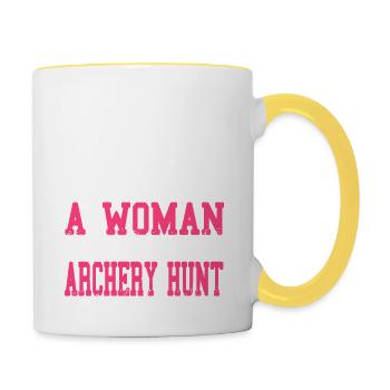 Never Underestimate A Woman Who Loves Archery Hunt - Contrasting Mug - white/yellow - Right