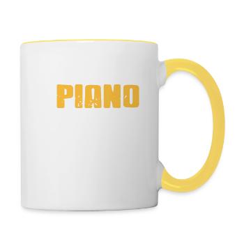 Je joue du PIANO pour le bonheur des gens Rétro - Mug contrasté - blanc/jaune - Droite