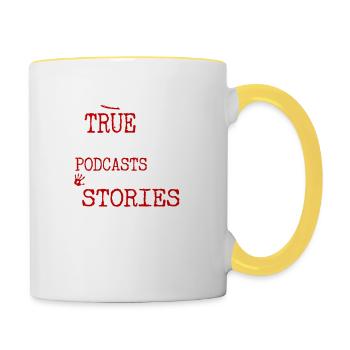 Les podcasts True Crime sont mes histoires au coucher, drôles - Mug contrasté - blanc/jaune - Droite