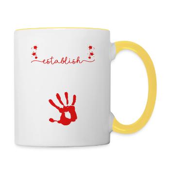 Just Here To Establish An Alibi, Murderino True - Contrasting Mug - white/yellow - Right
