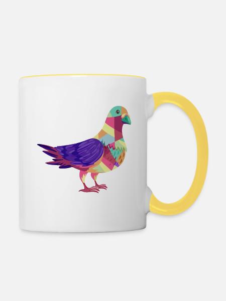 Taubenzüchter Geschenk Männer Brieftaube Taube - Tasse zweifarbig - Weiß/Gelb