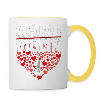 Saint-Valentin Violon Violon Love Cadeau - Mug contrasté - blanc/jaune - Droite