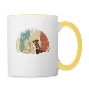Pièces d’échecs Échecs Rétro - Mug contrasté - blanc/jaune - Droite