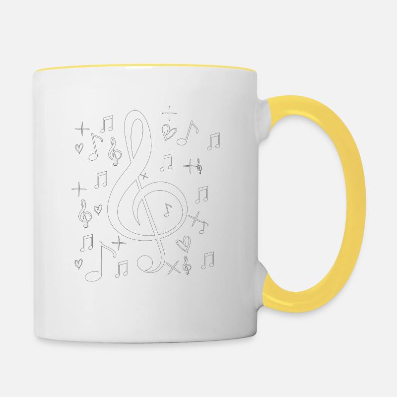 Partitions de musique Amour - Mug contrasté - blanc/jaune