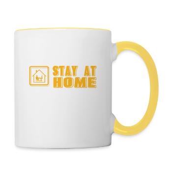 Coffee Stay At Home Sleep Repeat Funny Working DAD - Contrasting Mug - white/yellow - Right