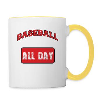 Baseball All Day - Contrasting Mug - white/yellow - Right