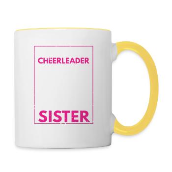 My favorite cheerleader is my sister - Contrasting Mug - white/yellow - Right