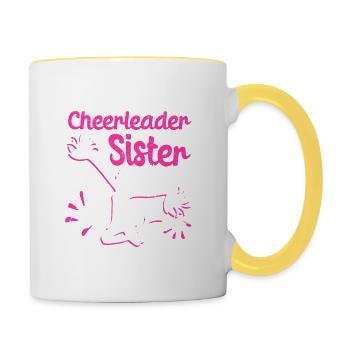 My favorite cheerleader is my sister - Contrasting Mug - white/yellow - Right