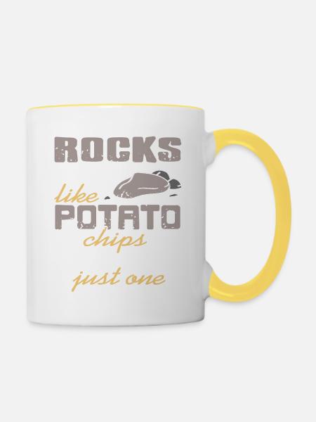 Rocks Are Like Potato Chips Retro Funny Collector - Tasse zweifarbig - Weiß/Gelb