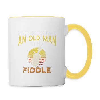 Violinist Old Man - Contrasting Mug - white/yellow - Right