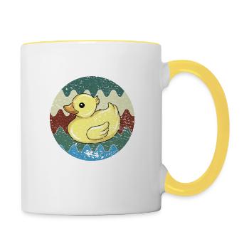 Badeente Retro - Tasse zweifarbig - Weiß/Gelb - Rechts