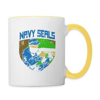 Cool Vintage NAVY Seals Navy Army Soldier Designs - Contrasting Mug - white/yellow - Right