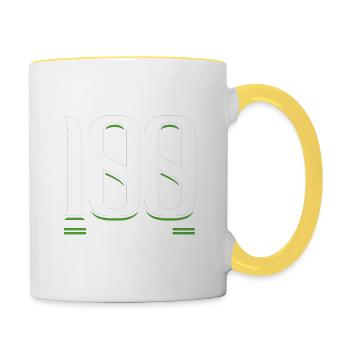 J’ai botté 100 jours d’école Sporty - Mug contrasté - blanc/jaune - Droite