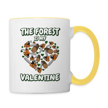 La forêt est ma Saint-Valentin hommes bûcherons - Mug contrasté - blanc/jaune - Droite