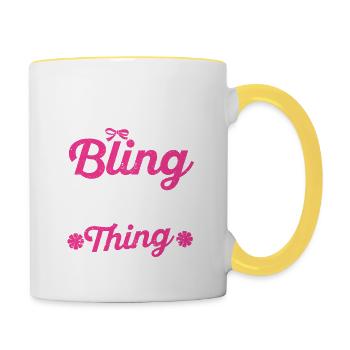 Broyer et souffler C’est une chose de joie - Mug contrasté - blanc/jaune - Droite