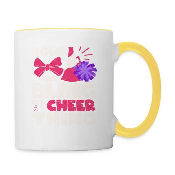 L’équipe de jeunes Cheerleader mignonne s’incline et saigne - Mug contrasté - blanc/jaune - Droite