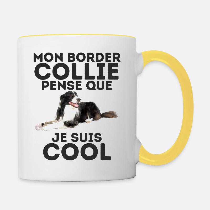 border collie 6 - Mug contrasté - blanc/jaune
