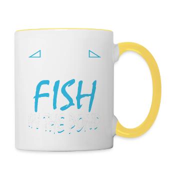 Ich Bin Der Klügste Fisch Im Teich 100 Tage Schule - Tasse zweifarbig - Weiß/Gelb - Rechts