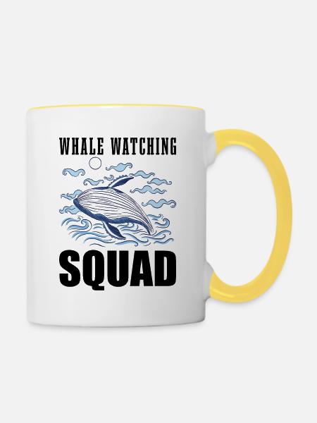 Walbeobachter Spruch Wal Fans Buckelwale - Tasse zweifarbig - Weiß/Gelb