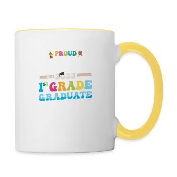 Stolze Mama einer 1. Klasse von 2023 - Tasse zweifarbig - Weiß/Gelb - Rechts