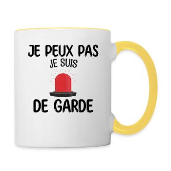 Médecin pas le temps je suis de garde - Mug contrasté - blanc/jaune - Droite