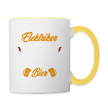 Electrician Wichtigster Mann am Bau Kein Strom - Tasse zweifarbig - Weiß/Gelb - Rechts