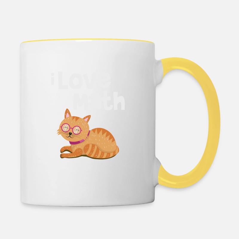 Mathe und Katzen - Tasse zweifarbig - Weiß/Gelb