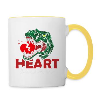 Anti-valentinstag Single Herzensbrecher T-rex - Tasse zweifarbig - Weiß/Gelb - Rechts