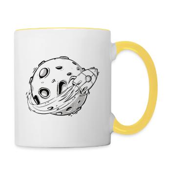 I Am Spaced Out Funny Retro Outer Space Designs - Contrasting Mug - white/yellow - Right