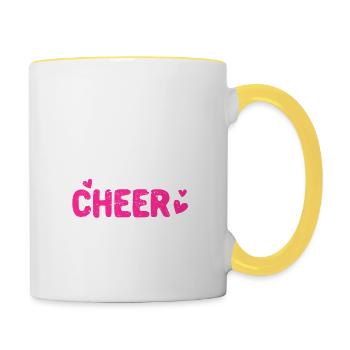 Eat Sleep Cheer Repeat Funny Cheerleader Cheering - Tasse zweifarbig - Weiß/Gelb - Rechts