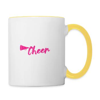 Eat Sleep Cheer Repeat Funny Cheerleader Cheering - Tasse zweifarbig - Weiß/Gelb - Rechts