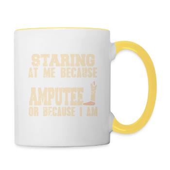 Prosthesis Because I'm An Amputee Or I am Sexy - Contrasting Mug - white/yellow - Right