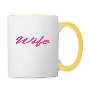 Not A Superhero But A Wife Of An Amputee - Contrasting Mug - white/yellow - Right