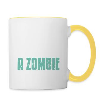 A Zombie Chewed It Off Retro Funny Prosthesis - Contrasting Mug - white/yellow - Right
