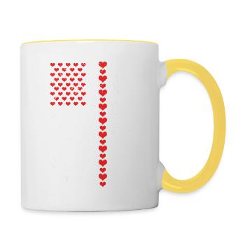 Drapeau américain Patriotique Saint-Valentin - Mug contrasté - blanc/jaune - Droite