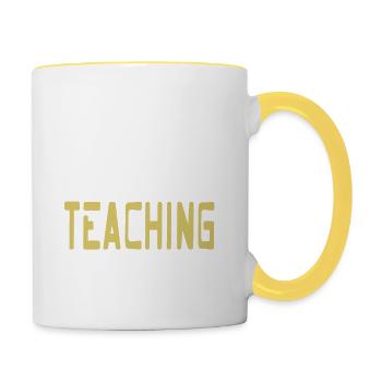 L’ENSEIGNEMENT est mon professeur de sciences rétro superpuissant - Mug contrasté - blanc/jaune - Droite