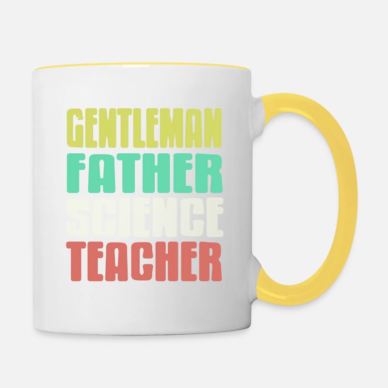 Gentleman Père Professeur de sciences Professeur rétro - Mug contrasté - blanc/jaune