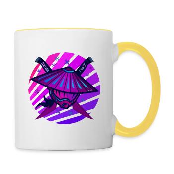 Samurai Monster Schwert violet - Tasse zweifarbig - Weiß/Gelb - Rechts