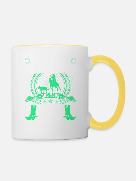 Calf Roping Soul Clean, Breakaway Roping Rodeo - Tasse zweifarbig - Weiß/Gelb