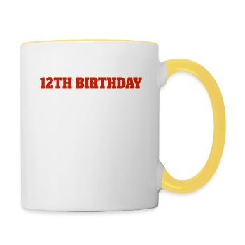 12e anniversaire basketteur 12 ans basketteur - Mug contrasté - blanc/jaune - Droite