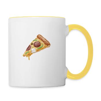 Funny I'm Into Fitness Pizza In My Mouth - Tasse zweifarbig - Weiß/Gelb - Rechts