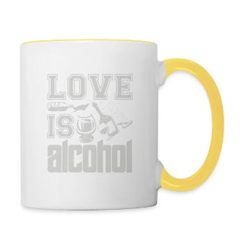 LIEBE SI ALKOHOL - Tasse zweifarbig - Weiß/Gelb - Rechts