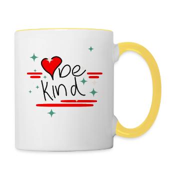 Be Kind - Nice and Friendly - Contrasting Mug - white/yellow - Right