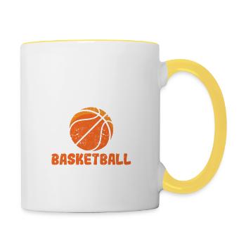 L’école est importante, mais le basketball est plus important - Mug contrasté - blanc/jaune - Droite
