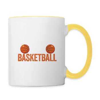L’école est importante, mais le basketball est plus important - Mug contrasté - blanc/jaune - Droite