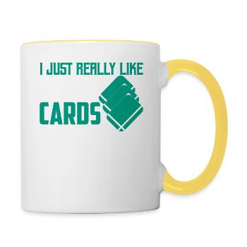 I Just Really Like Sleeved Cards Okay? TCG Trading - Contrasting Mug - white/yellow - Right