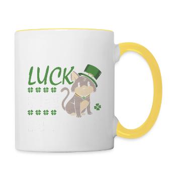 Oubliez le bonheur Pet My Cat Animal St. Patrick’s - Mug contrasté - blanc/jaune - Droite