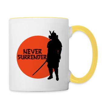GIB SAMURAI NIEMALS AUF - Tasse zweifarbig - Weiß/Gelb - Rechts