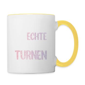 Turnen | Turnerin Gymnastik Turnen Mädchen Frauen - Tasse zweifarbig - Weiß/Gelb - Rechts